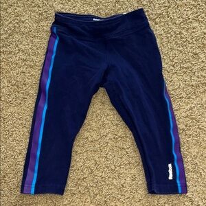 Reebok Kids Navy Leggings with Blue and Purple Stripes